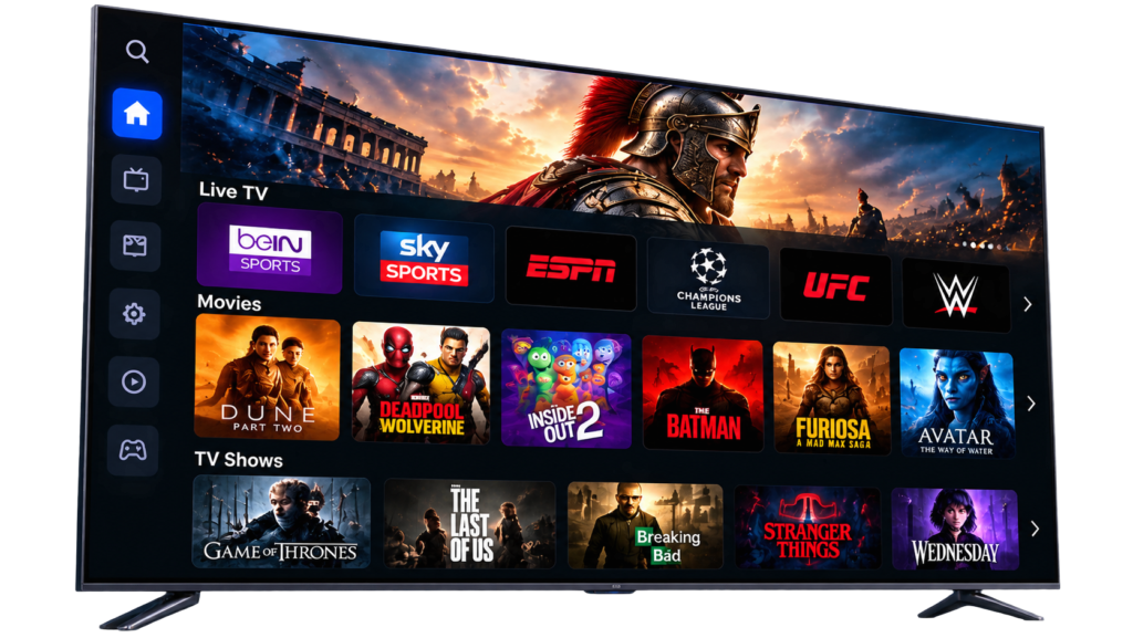 IPTV subscription interface on a modern smart TV